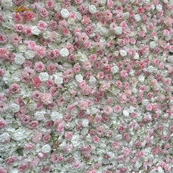 Wedding Pink White Rose 5D Artificial Flower Wall Decor