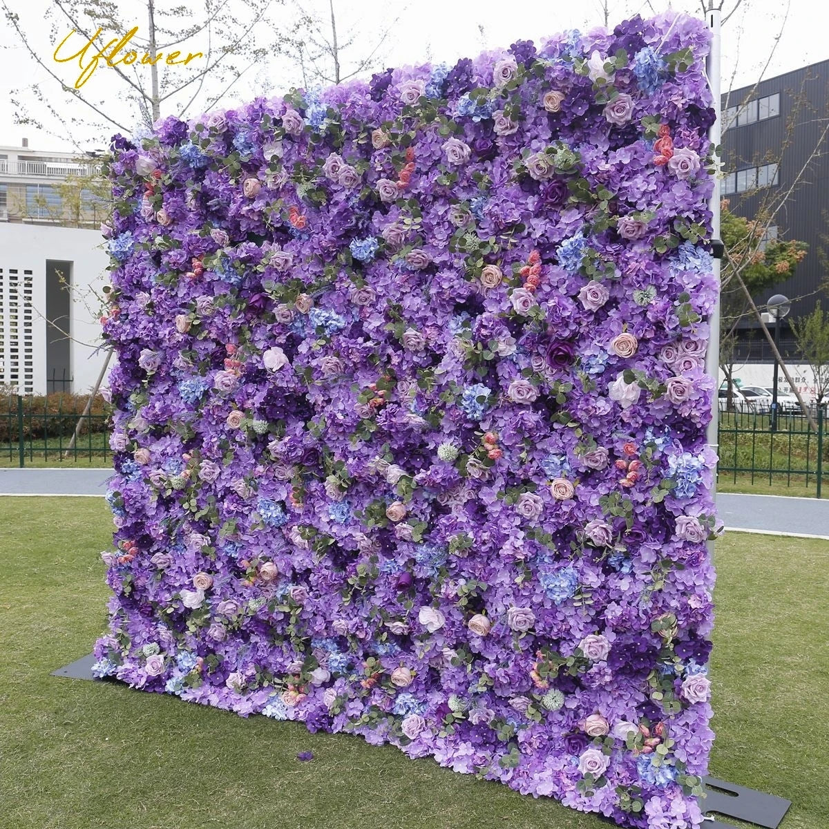 Purple Roses 5D Hydrangea Artificial Flower Wall