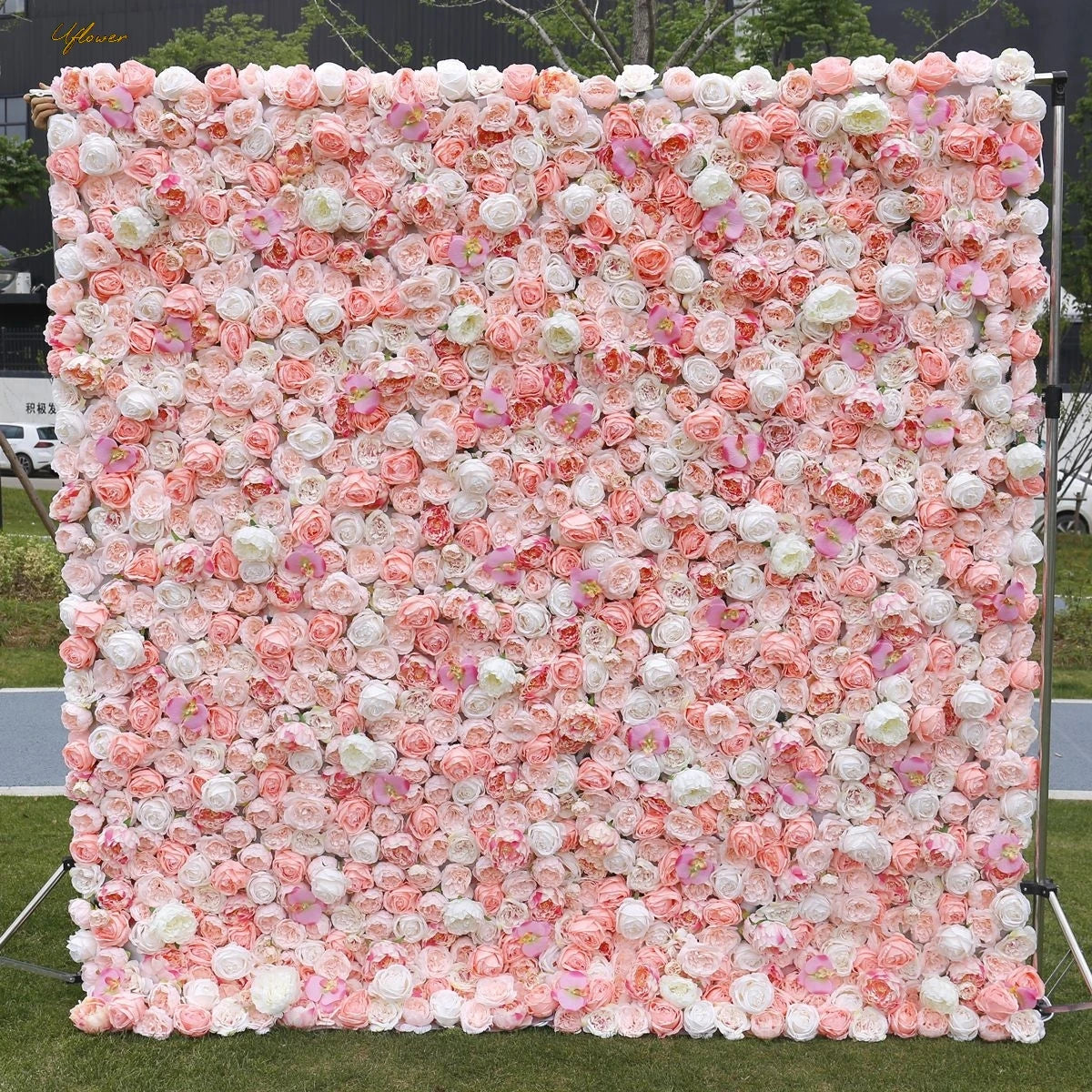 Wedding Pink White Rose 5D Artificial Flower Walls