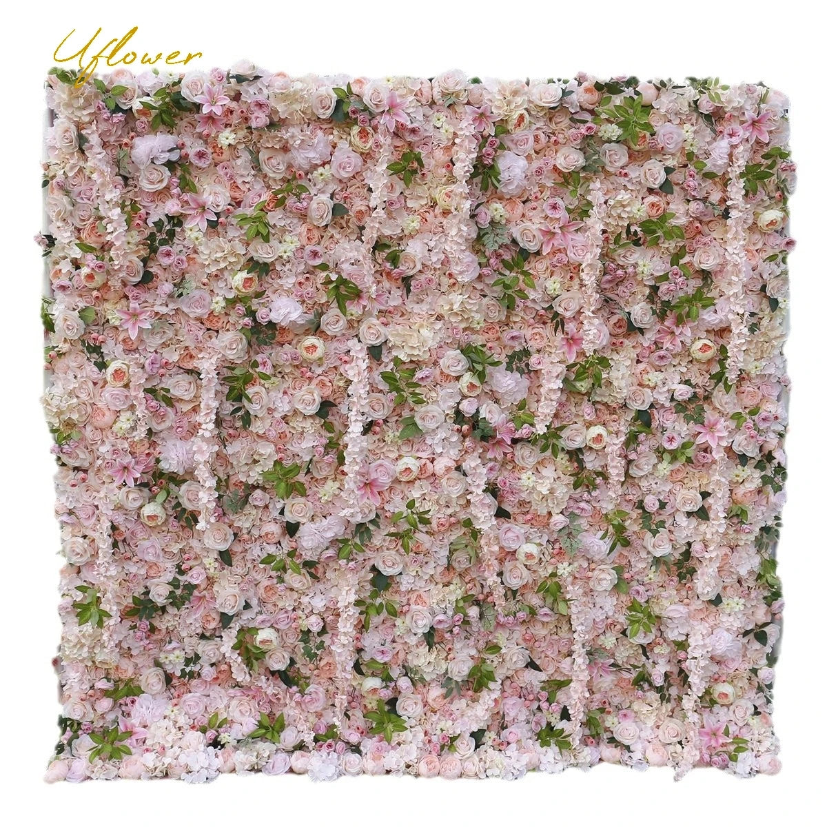 Wedding Green Pink Rose Artificial Flower Wall