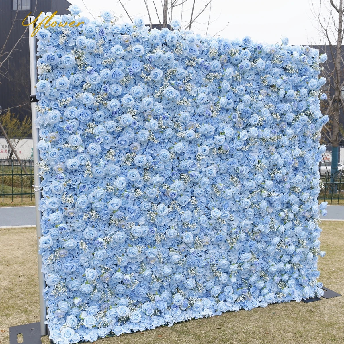 Wedding Blue Baby Breath Rose Artificial Flowers Wall