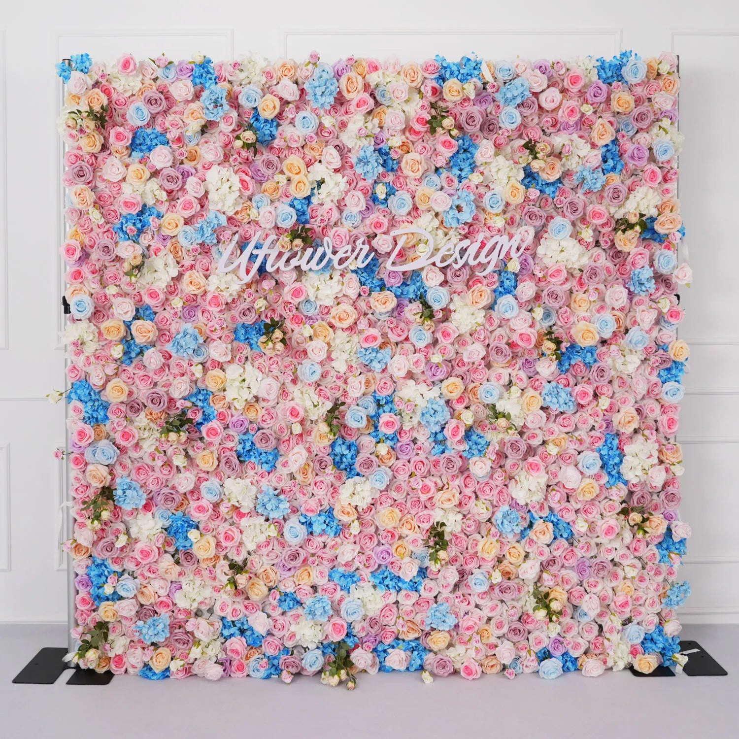 Pink Blue 5D Rose Artificial Flower Wall Backdrop