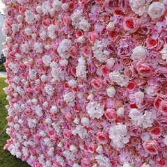 Wedding White Pink Rose 5D Artificial Flower Walls