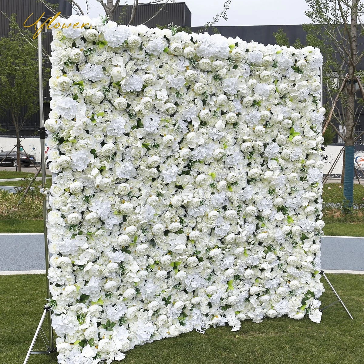 Wedding White Rose 5D Artificial Flower Wall