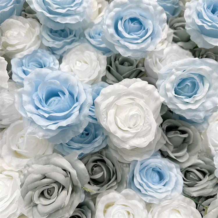 Wedding Blue White Rose 5D Artificial Flower Wall