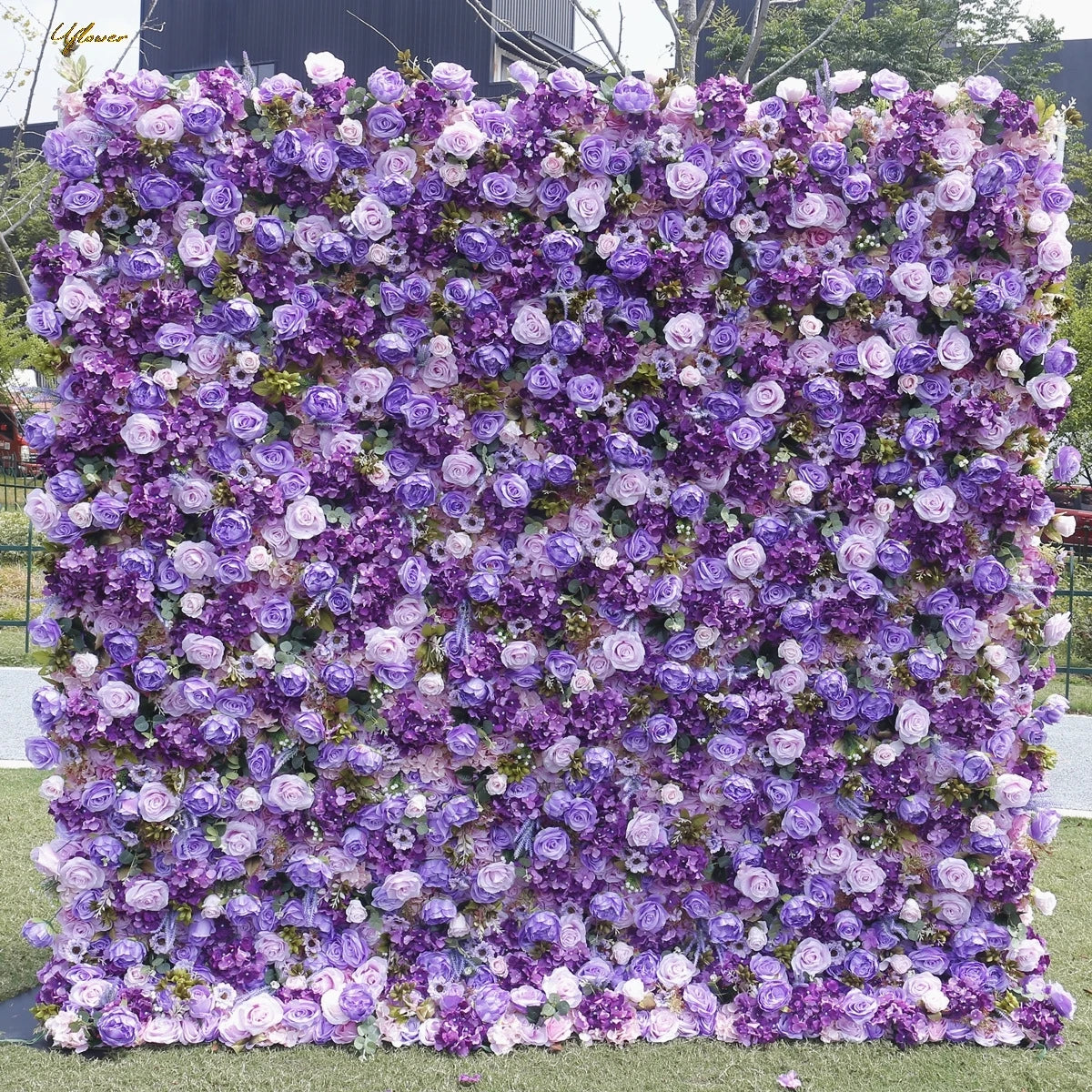 Wedding Purple Rose 5D Artificial Flower Wall Backdrop