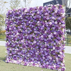 Wedding Purple Rose 5D Artificial Flower Wall Backdrop