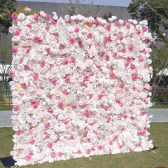 Wedding White Pink Rose 5D Artificial Flower Wall