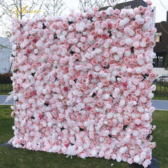 Wedding White Pink Rose Artificial Flower Wall