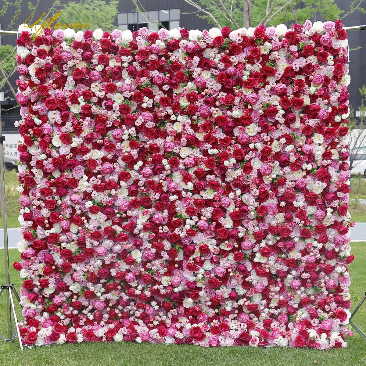 Wedding Red White Rose 5D  Artificial Flower Wall