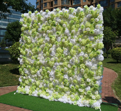 Wedding Green White Rose 5D Artificial Flower Wall