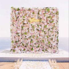 Wedding Green Pink Rose Artificial Flower Wall