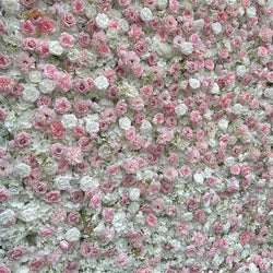 Wedding Pink White Rose 5D Artificial Flower Wall Decor