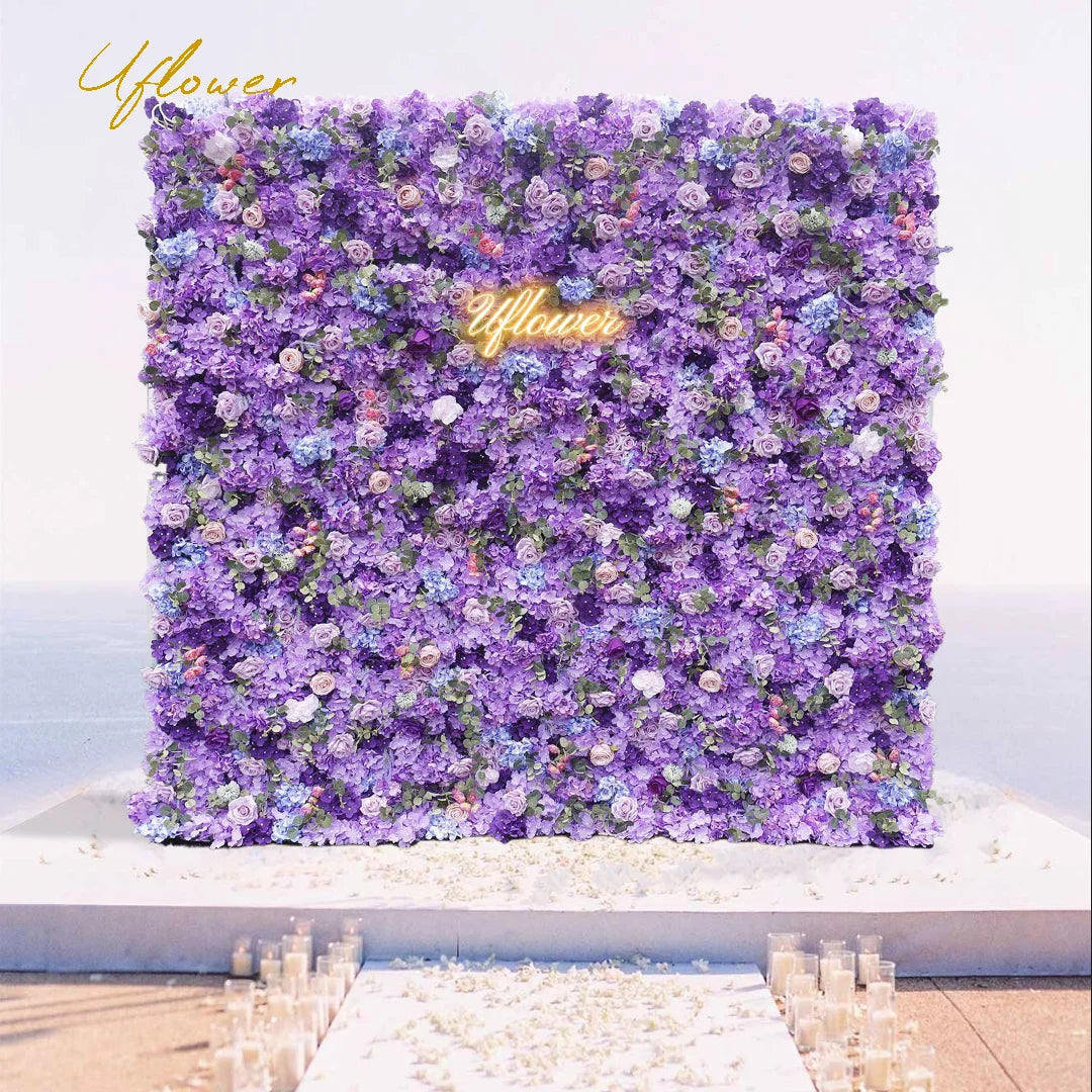 Purple Roses 5D Hydrangea Artificial Flower Wall