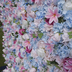 Wedding Pink Blue Rose 5D Artificial Flower Wall