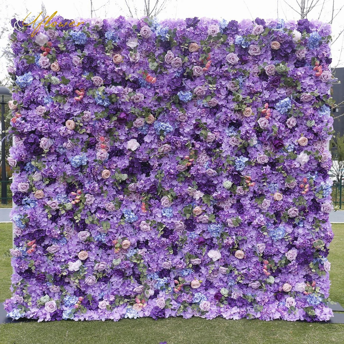 Purple Roses 5D Hydrangea Artificial Flower Wall