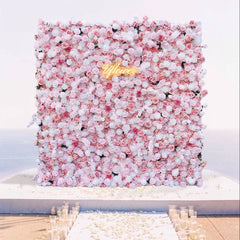 Wedding White Pink Rose Artificial Flower Wall