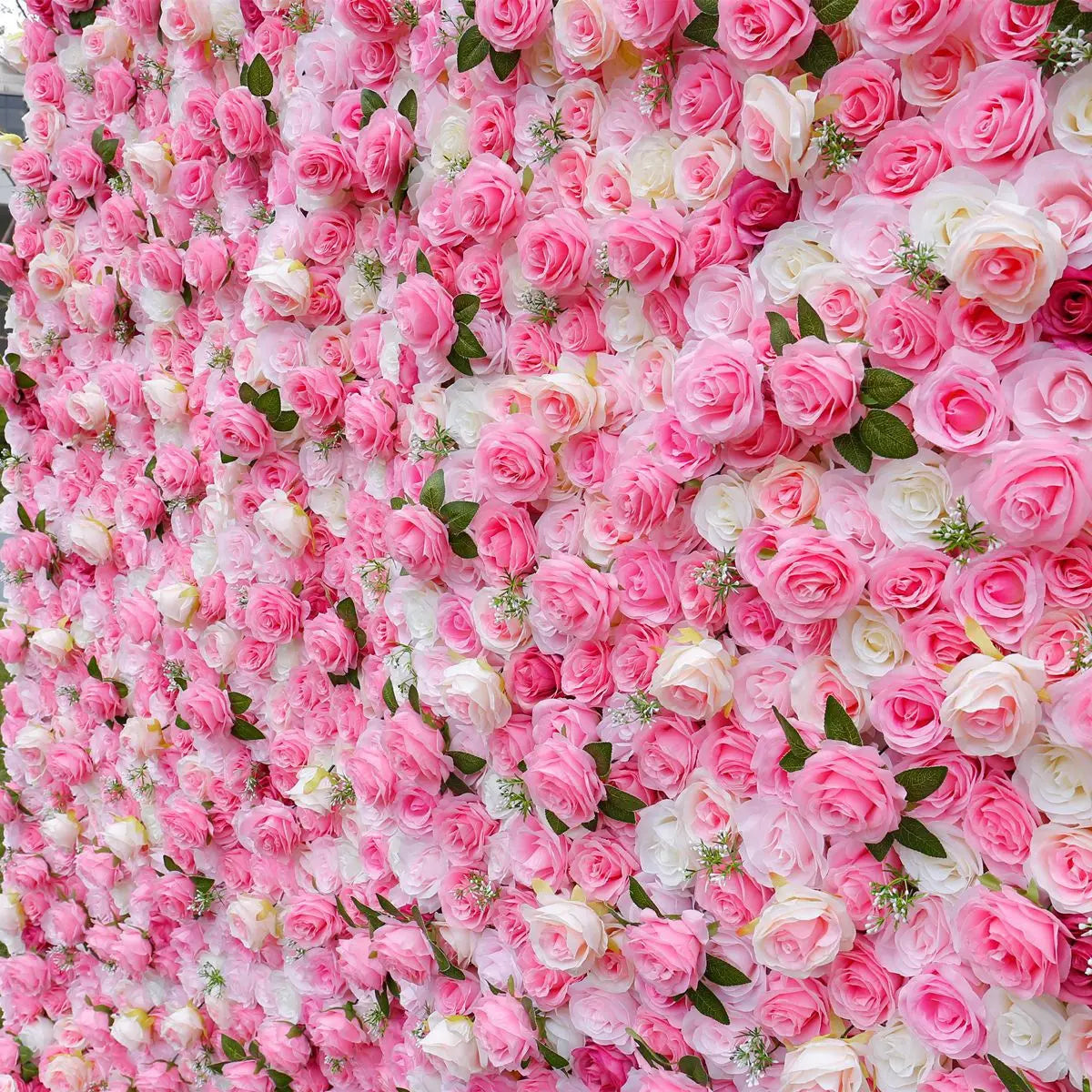 Wedding White Pink Rose 5D Artificial Flower Wall Backdrop