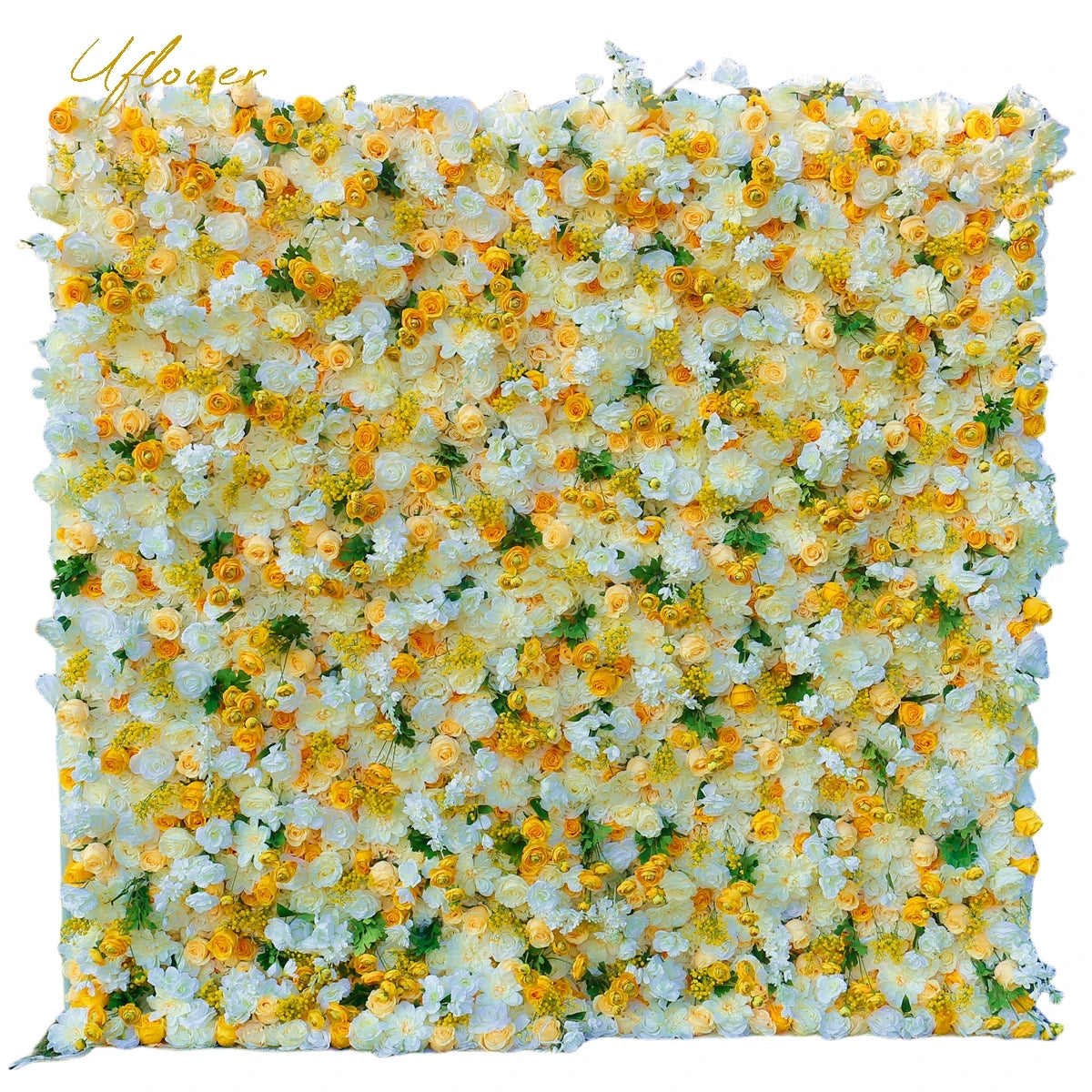 Wedding Yellow White Rose 5D Artificial Flower Wall