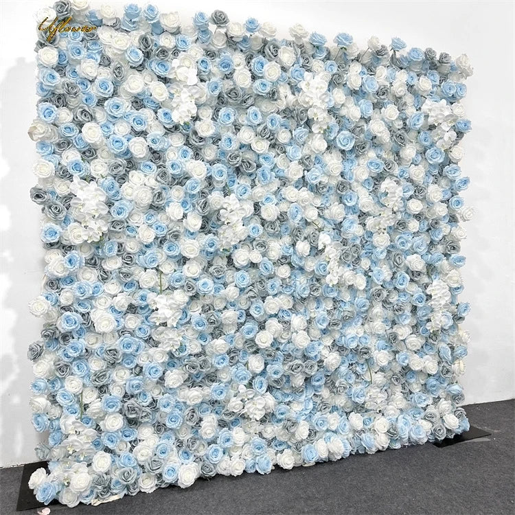 Wedding Blue White Rose 5D Artificial Flower Wall