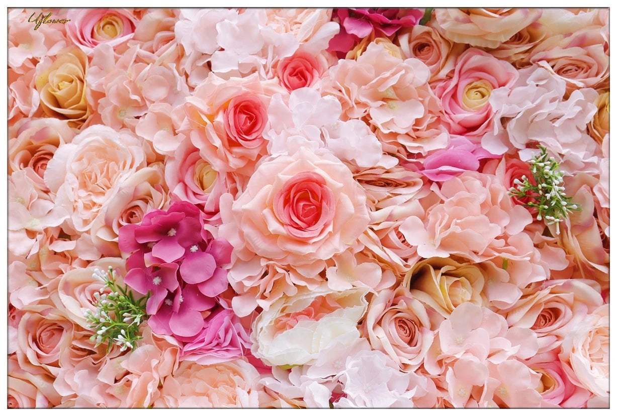 Wedding Pink Rose 5D Artificial Flower Wall