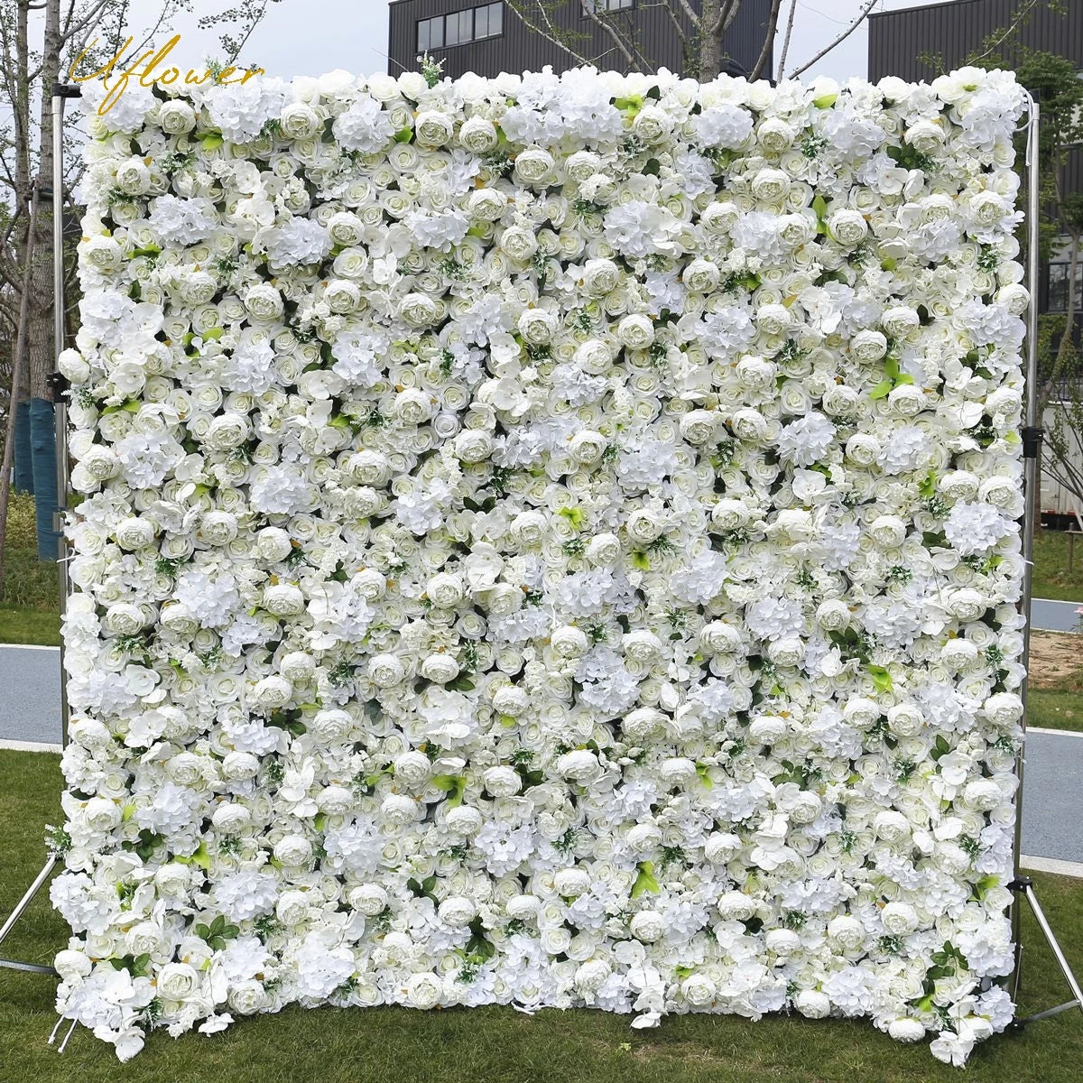 Wedding White Rose 5D Artificial Flower Wall