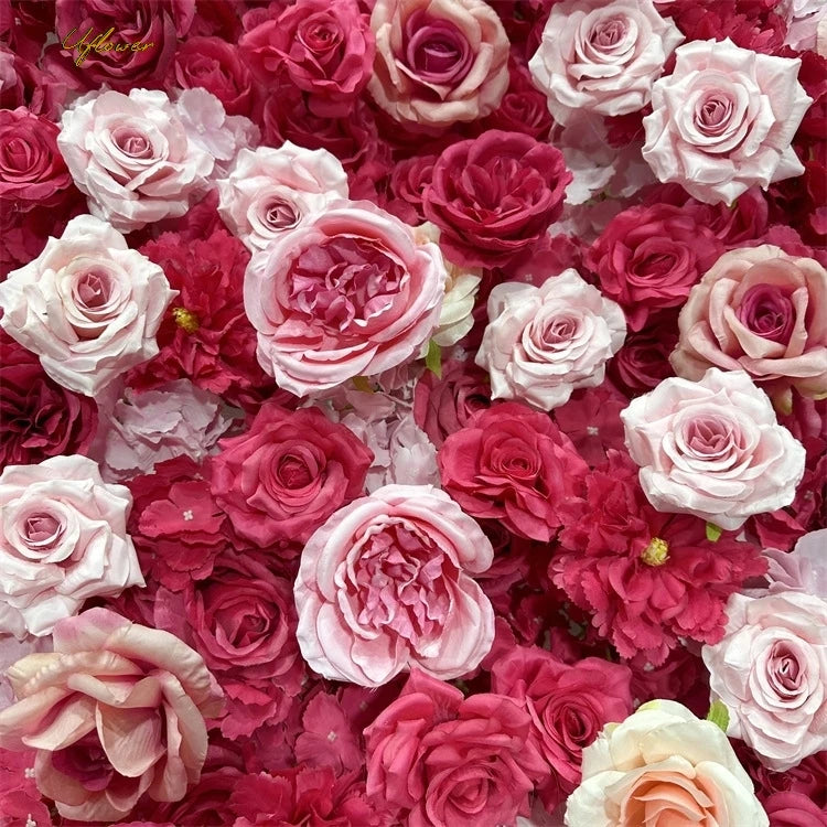 Wedding Pink Red Rose 5D Artificial Flower Wall