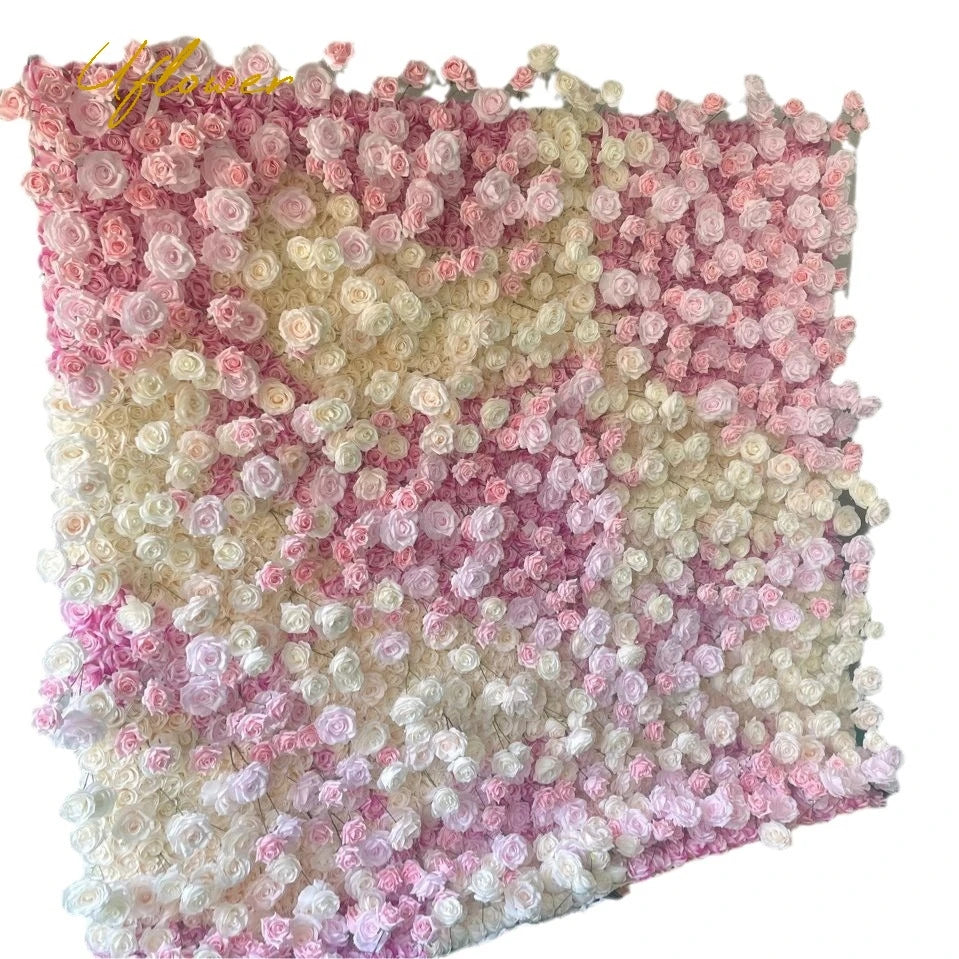 Wedding Pink Rose 5D Artificial Flower Wall Backdrop