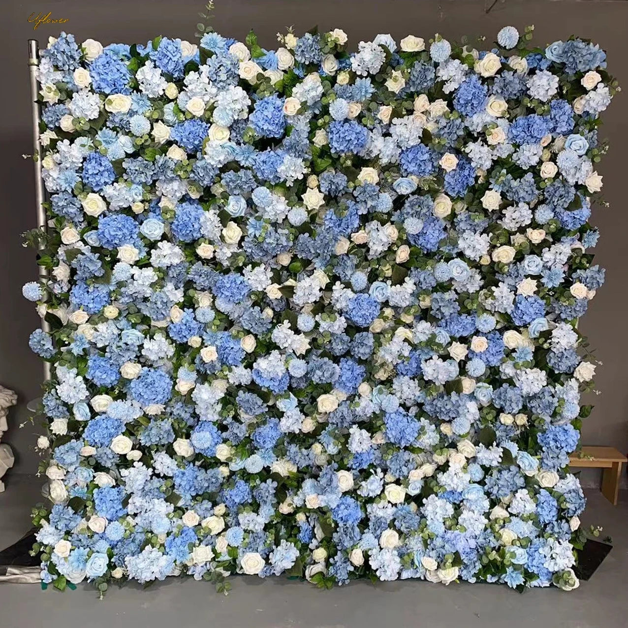 Wedding Blue Rose Cherry 5D Artificial Flower Wall