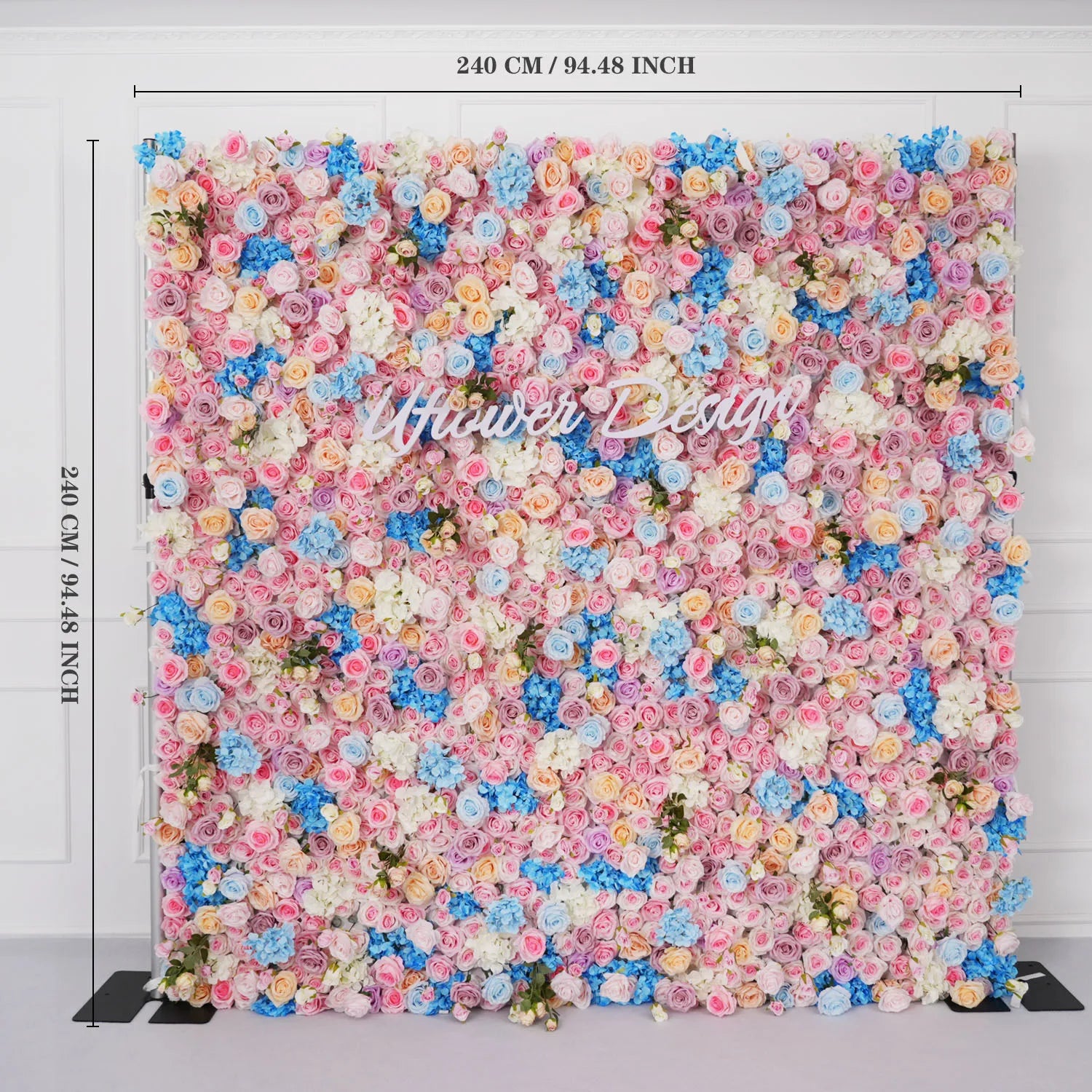 Pink Blue 5D Rose Artificial Flower Wall Wedding Decor