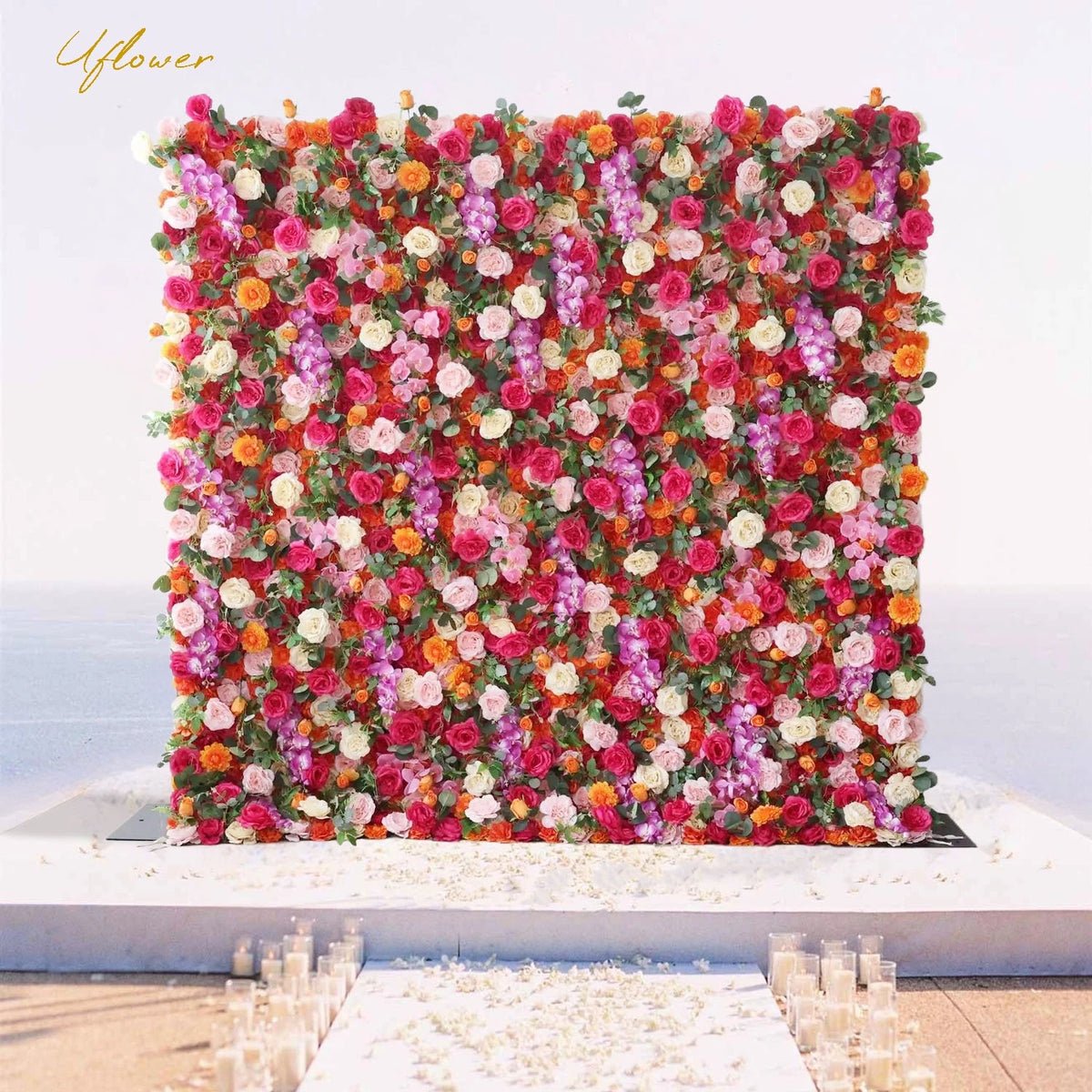 Wedding Red Rose 5D Artificial Flower Wall Backdrop