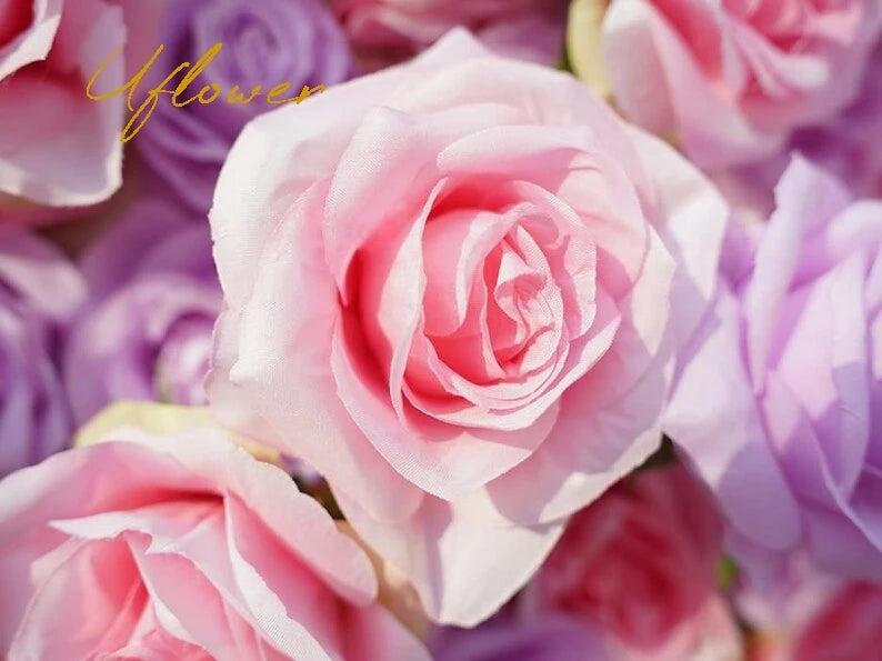 5D Luxury Pink and Purple Gradient Rose Artificial Flower Wall