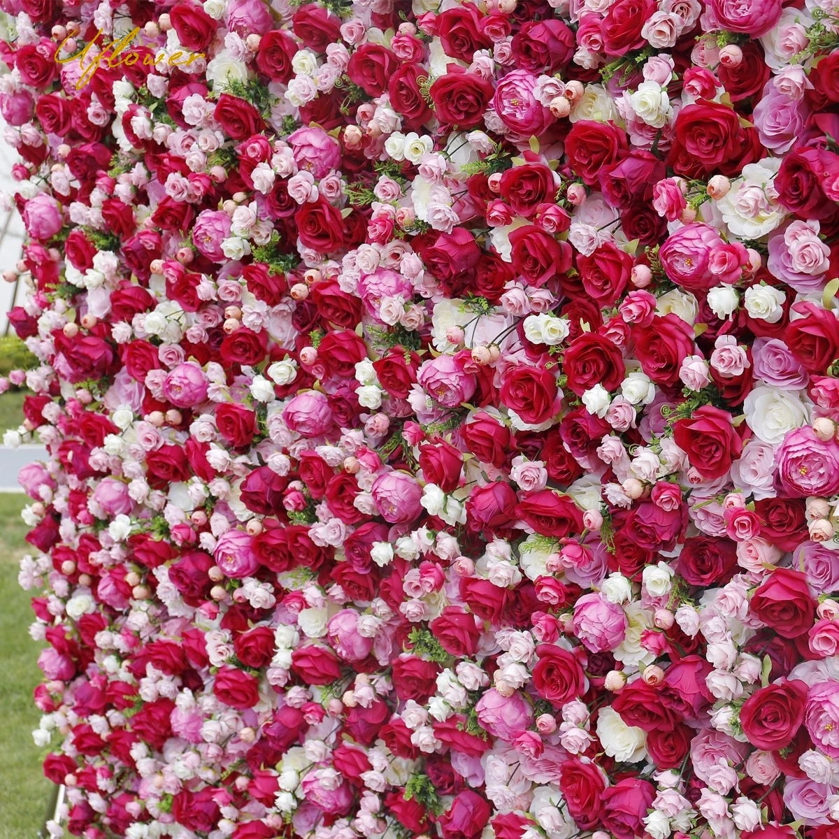 Wedding Red White Rose 5D  Artificial Flower Wall