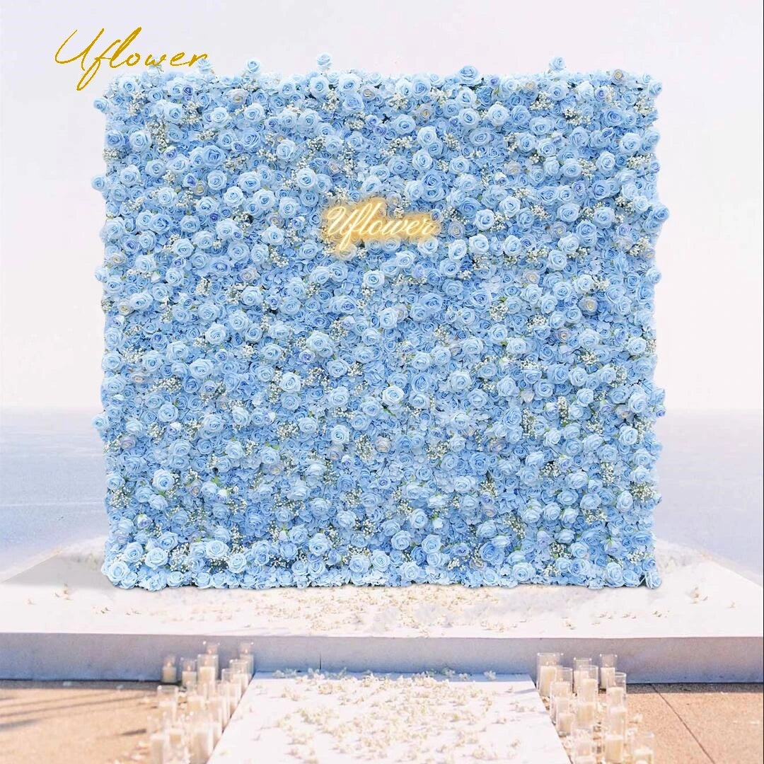 Wedding Blue Baby Breath Rose Artificial Flowers Wall