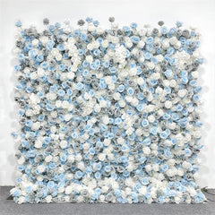 Wedding Blue White Rose 5D Artificial Flower Wall