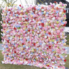 Colorful Rose Artificial Flower Wedding Decorations Wall