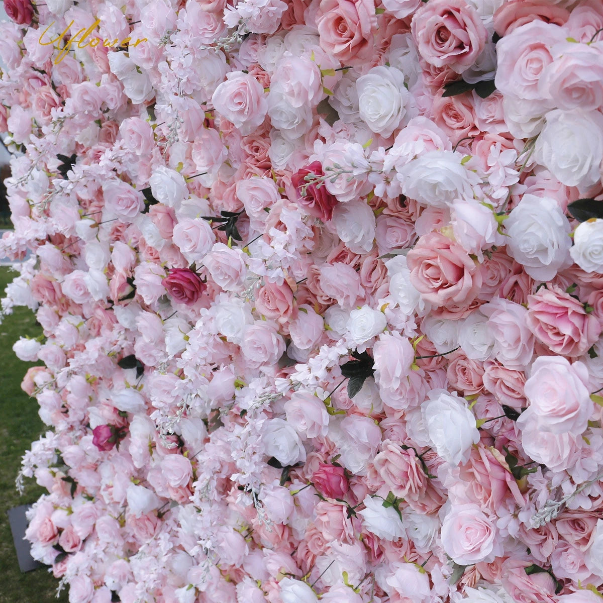 Wedding White Pink Rose Artificial Flower Wall