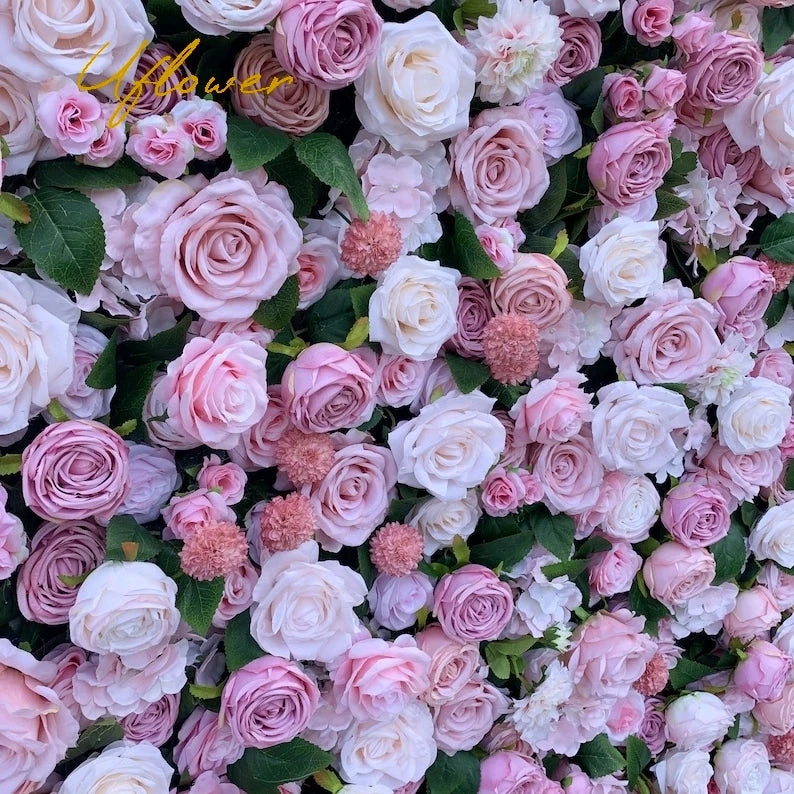 Wedding Pink White Rose 5D Artificial Flower Wall