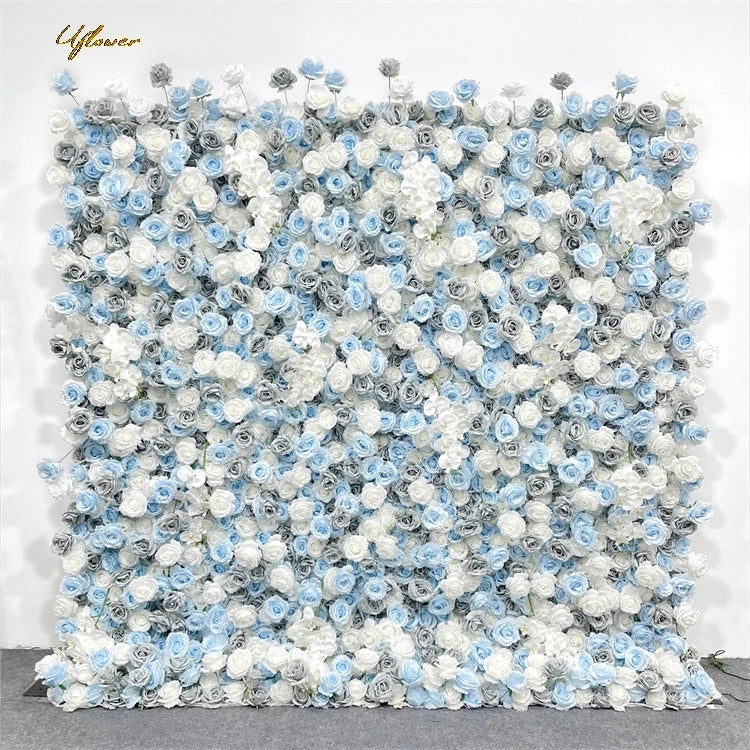 Wedding Blue White Rose 5D Artificial Flower Wall