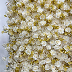 Wedding Yellow White Rose 5D Artificial Flower Wall Backdrop