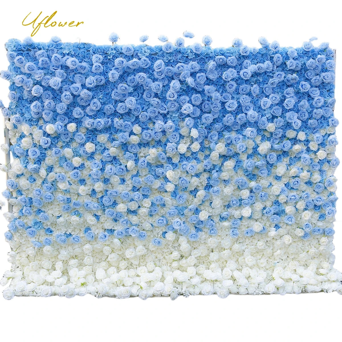 5D Luxury Blue And White Gradient Rose Artificial Flower Wall