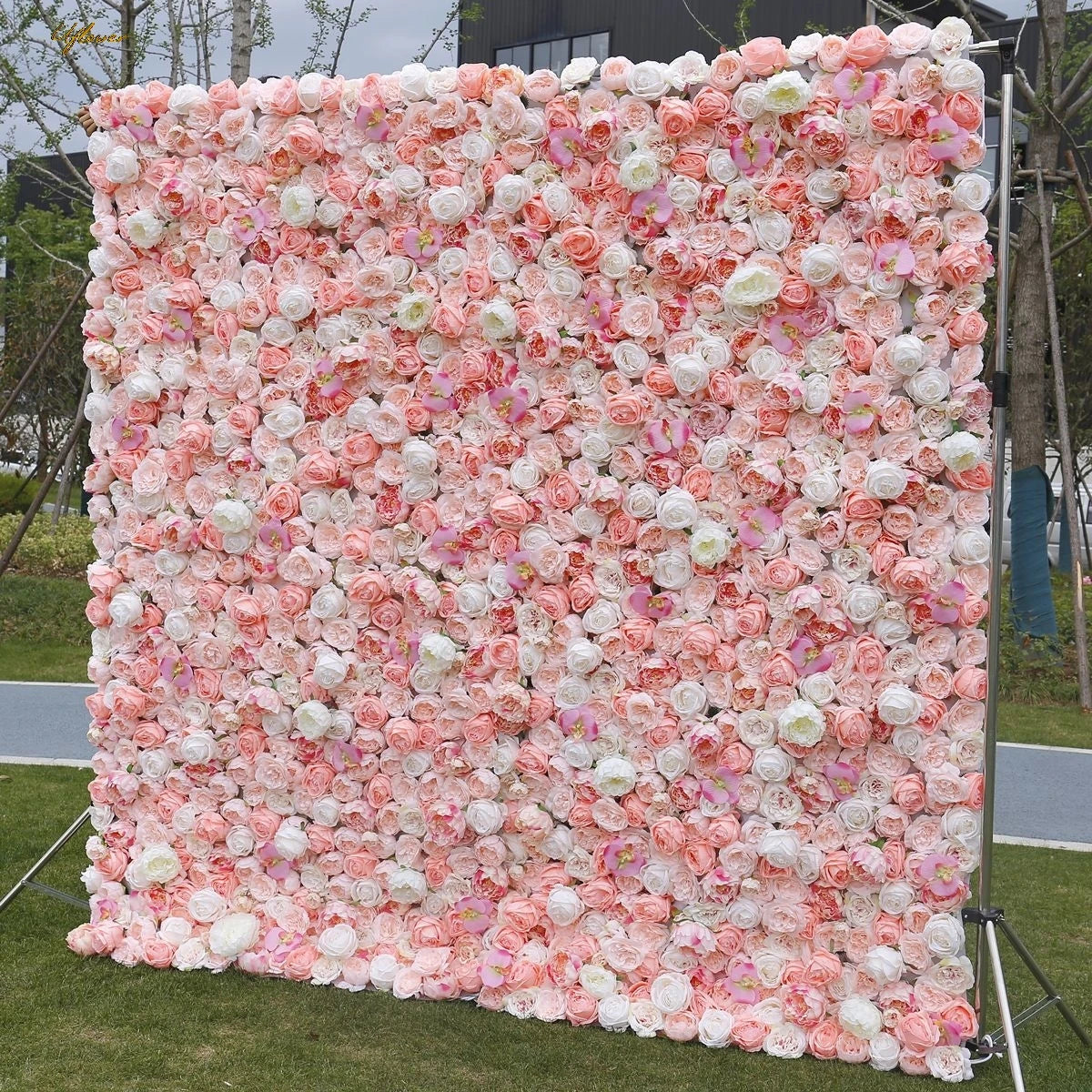 Wedding Pink White Rose 5D Artificial Flower Walls