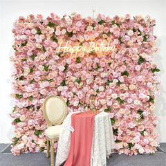 Wedding Pink Purple Rose 5D Artificial Flower Wall