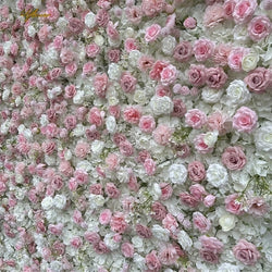 Wedding Pink White Rose 5D Artificial Flower Wall Decor