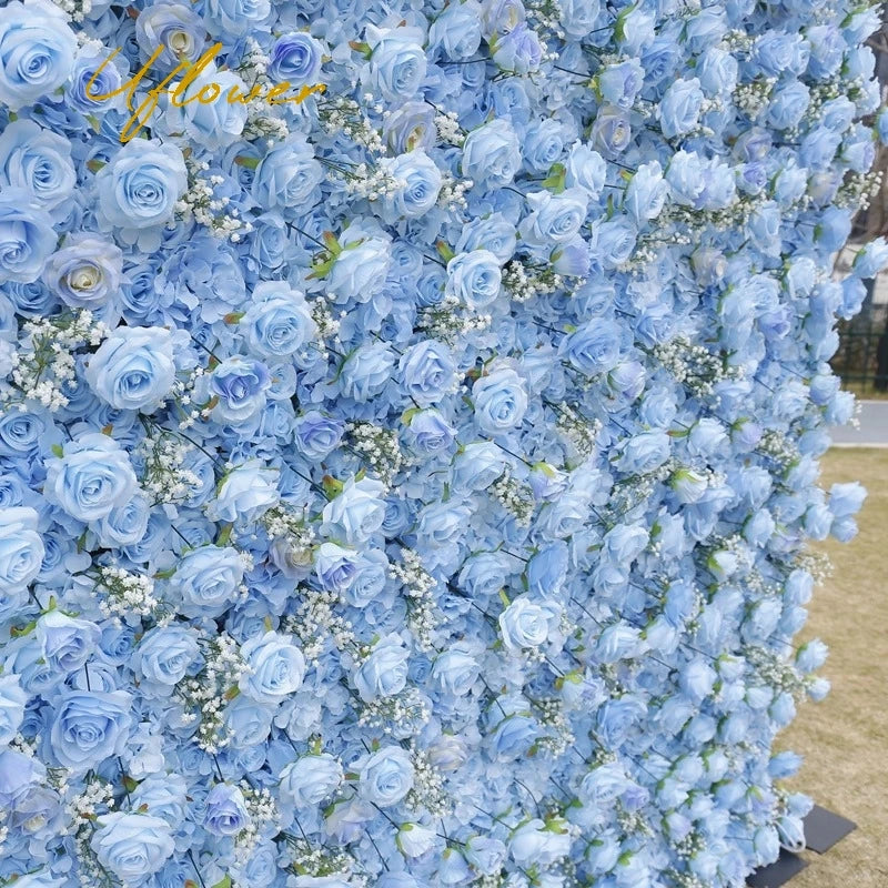 Wedding Blue Baby Breath Rose Artificial Flowers Wall