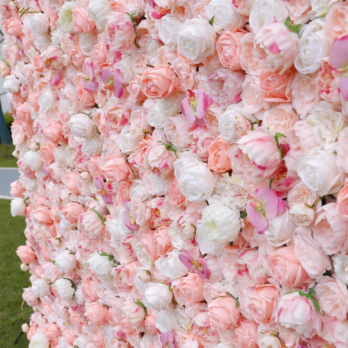 Wedding Pink White Rose 5D Artificial Flower Walls