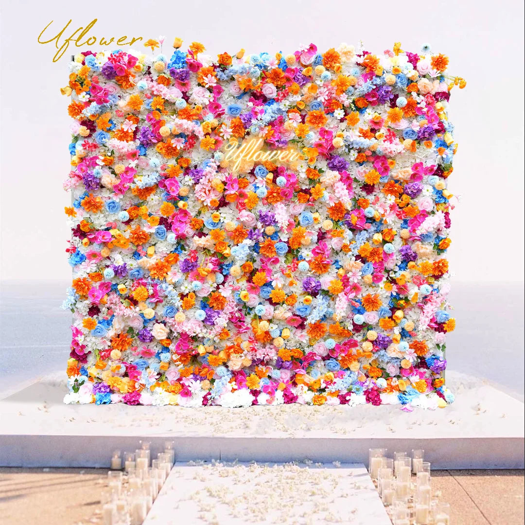 Wedding Autumn Rose 5D Artificial Flower Wall Backdrop