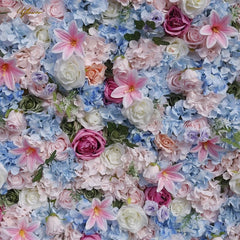 Wedding Pink Blue Rose 5D Artificial Flower Wall