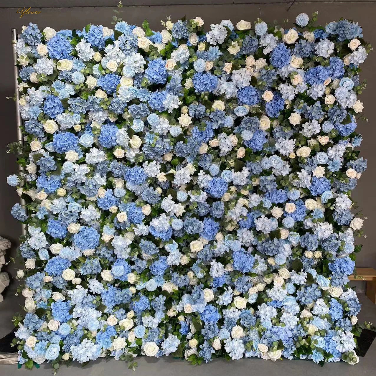 Wedding Blue Rose Cherry 5D Artificial Flower Wall