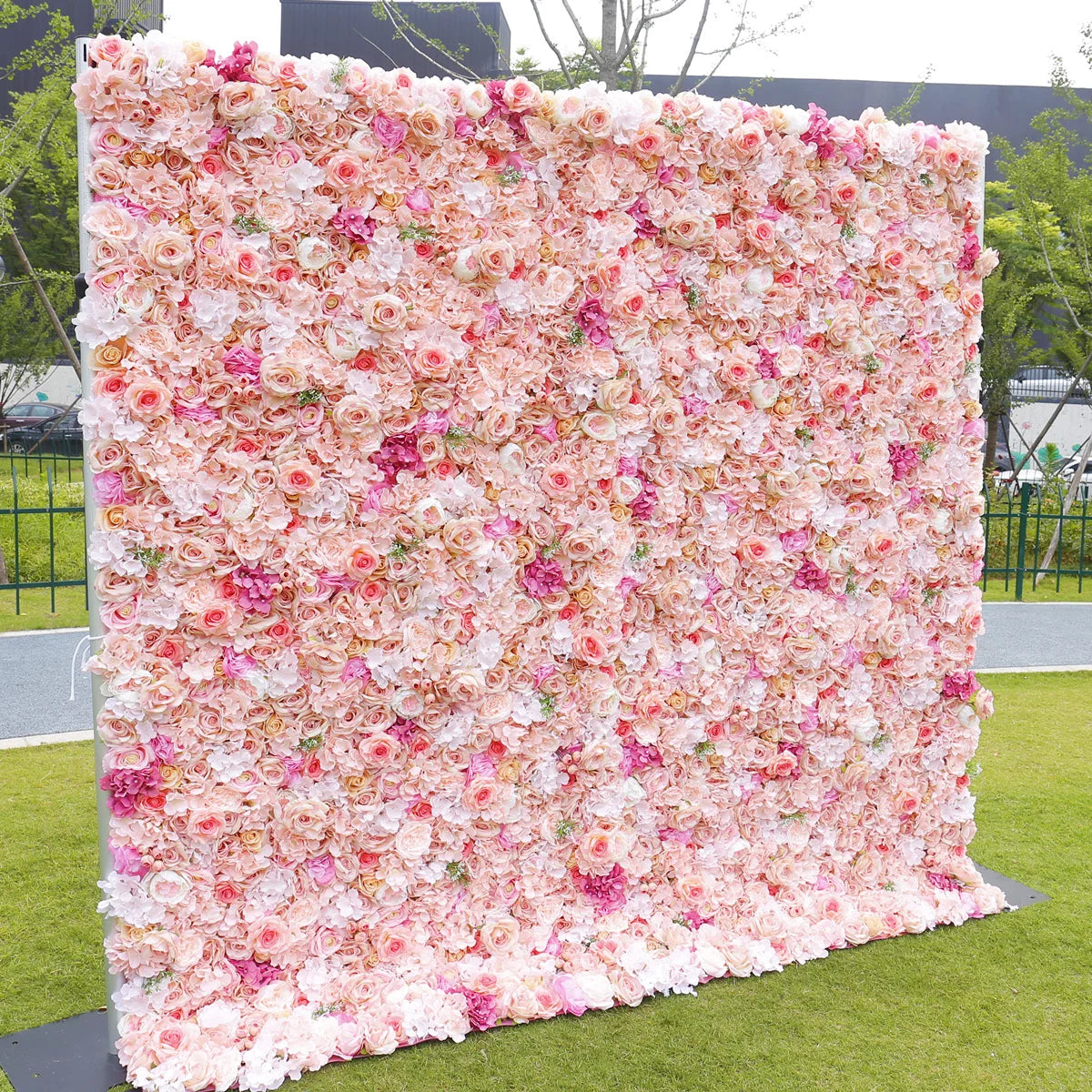 Wedding Pink Rose 5D Artificial Flower Wall